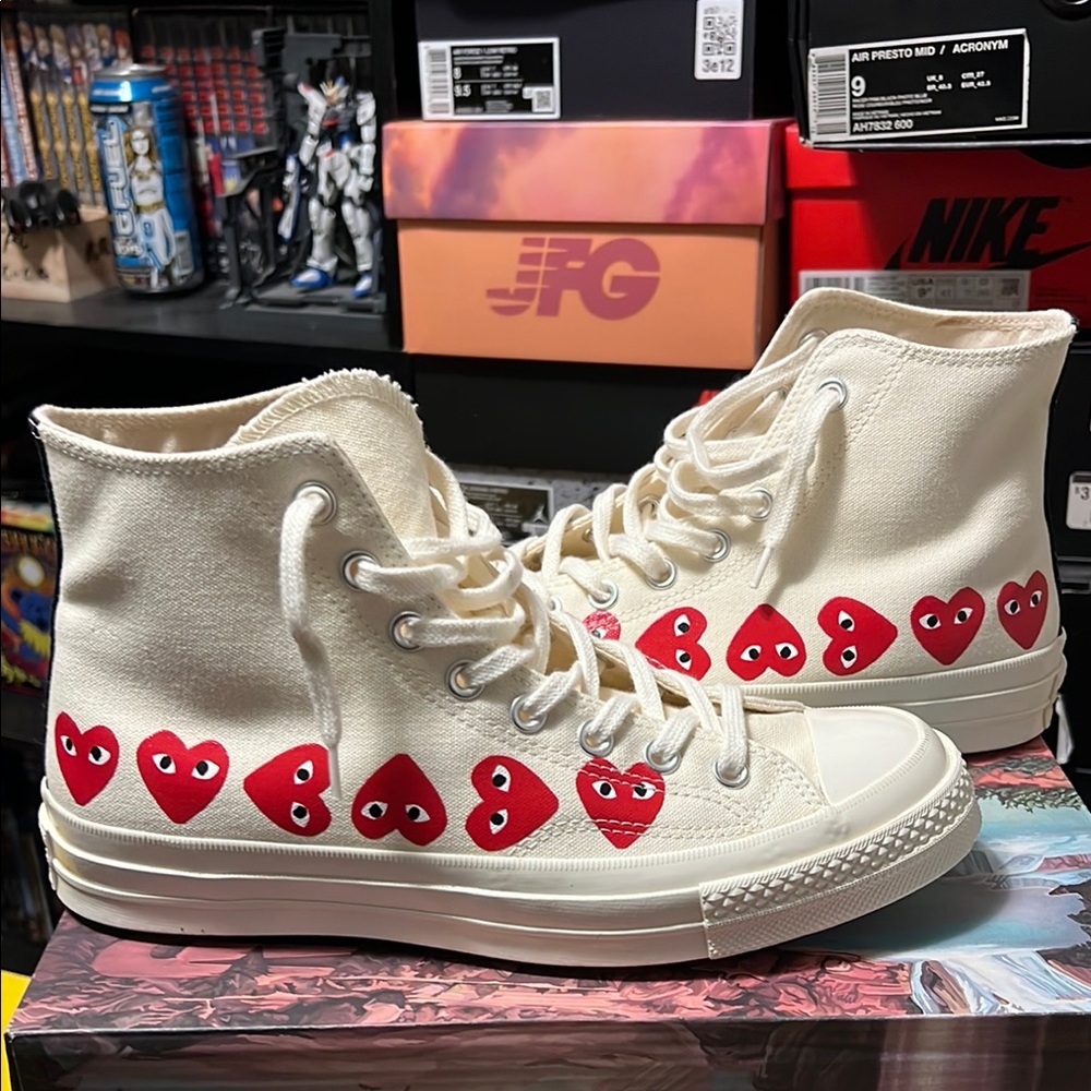 Converse x Comme des Garçons Play High-Top Sneakers - White/Red